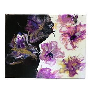 Black Purple Flower Burst Painting by Coastal Eclectics 8” x 10"